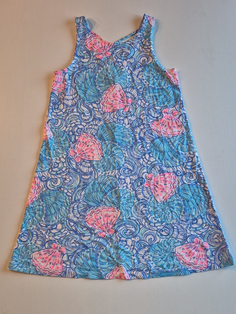 Lilly Pulutzer Kristen Swing Mini Dress Blue Haven Raising Shell Print Size XS